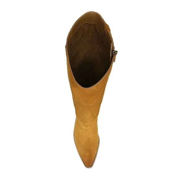 NWT SAM EDELMAN Womens Chestnut Brown Annabel Almond Leather Heeled Boots 7 M