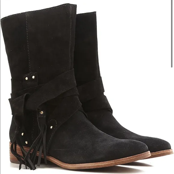 NWT See By Chloe black suede studded black boots