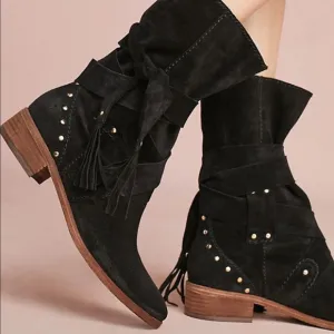NWT See By Chloe black suede studded black boots