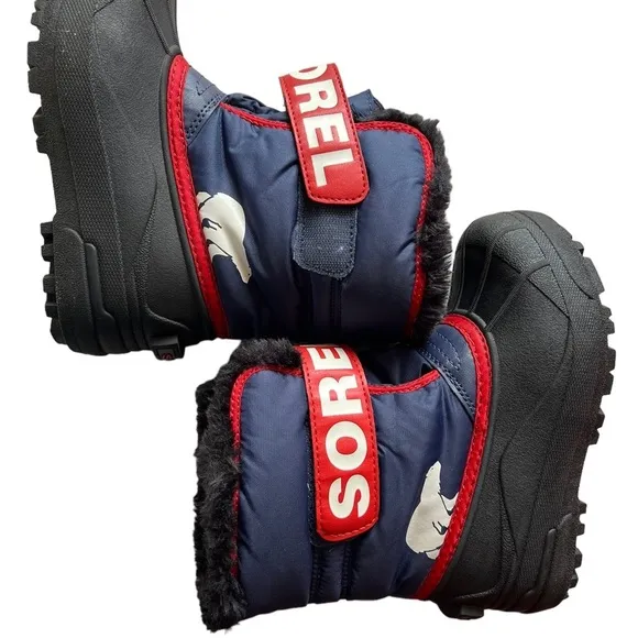 NWT Sorel Blue &amp; Red Children Snow Commanders Boots 13