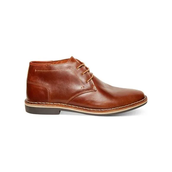 NWT STEVE MADDEN Mens Brown Harken Toe Block Heel Leather Chukka Boots 7 M