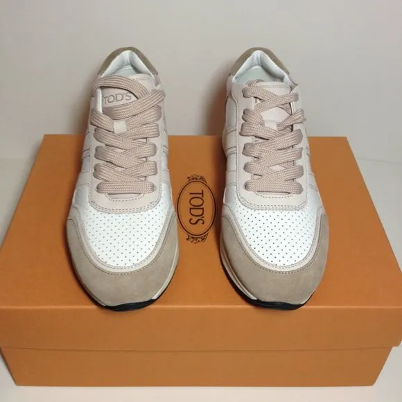 NWT Tod's white/ pink leather fashion sneaker