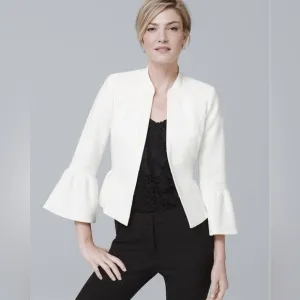 NWT White House Black Market Collarless Petal Sleeve Jacket 10