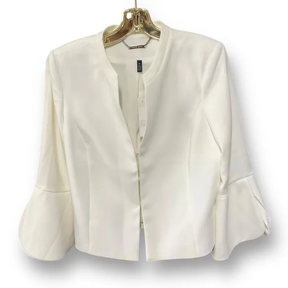 NWT White House Black Market Collarless Petal Sleeve Jacket 10