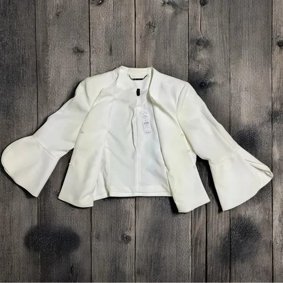 NWT White House Black Market Collarless Petal Sleeve Jacket 10