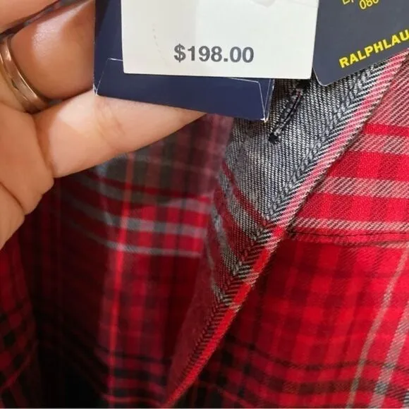 NWT Polo Ralph Lauren Plaid Button Down Maxi Shirt‎ Dress Size 2