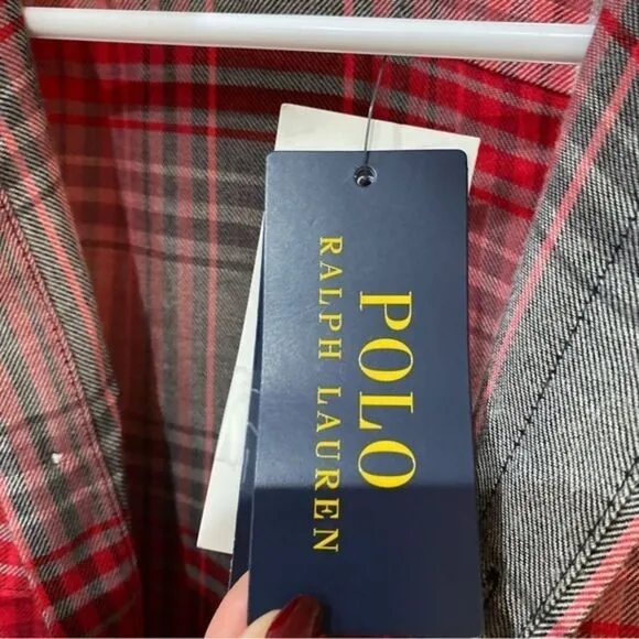 NWT Polo Ralph Lauren Plaid Button Down Maxi Shirt‎ Dress Size 2