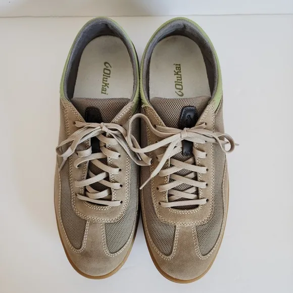 OluKai Punini Court Sneakers Men's 13 Clay/Lemon Grass Casual Shoes Tennis Golf