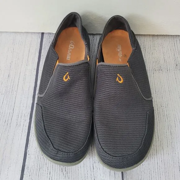 OluKai Size 8Nohea Mesh Men's Slip On Sneakers Lightweight Breathable Gray