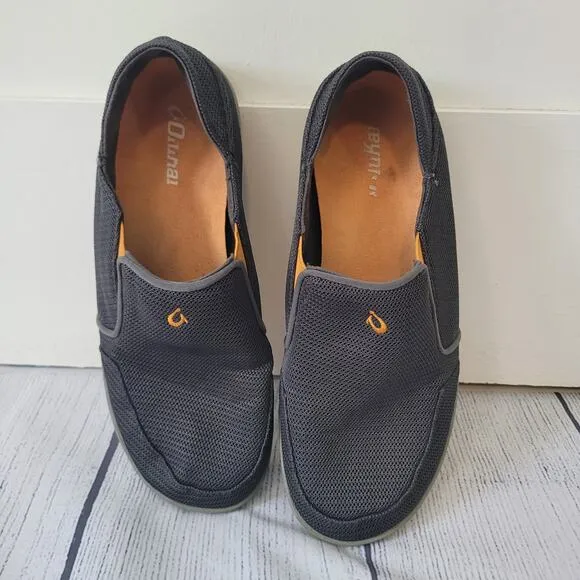 OluKai Size 8Nohea Mesh Men's Slip On Sneakers Lightweight Breathable Gray