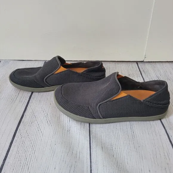 OluKai Size 8Nohea Mesh Men's Slip On Sneakers Lightweight Breathable Gray