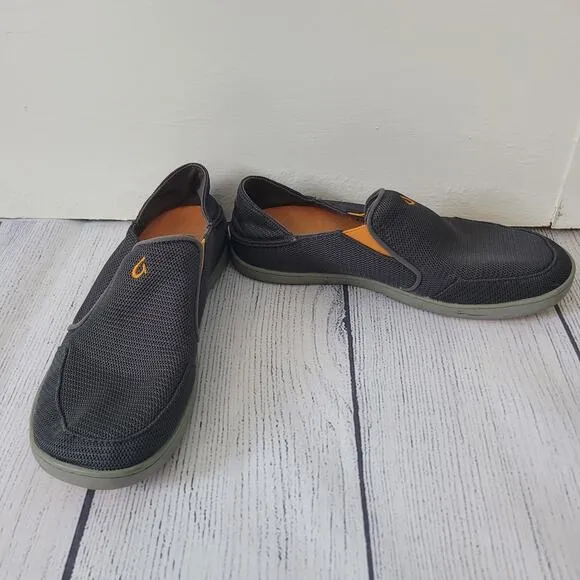OluKai Size 8Nohea Mesh Men's Slip On Sneakers Lightweight Breathable Gray