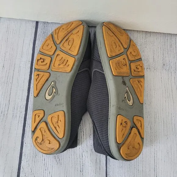 OluKai Size 8Nohea Mesh Men's Slip On Sneakers Lightweight Breathable Gray