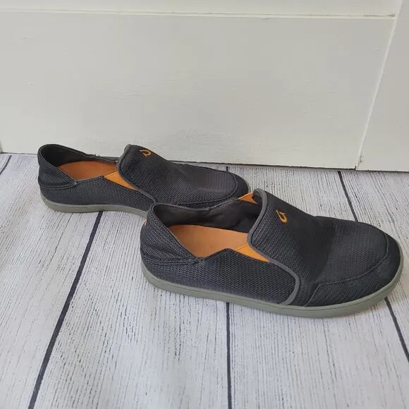 OluKai Size 8Nohea Mesh Men's Slip On Sneakers Lightweight Breathable Gray