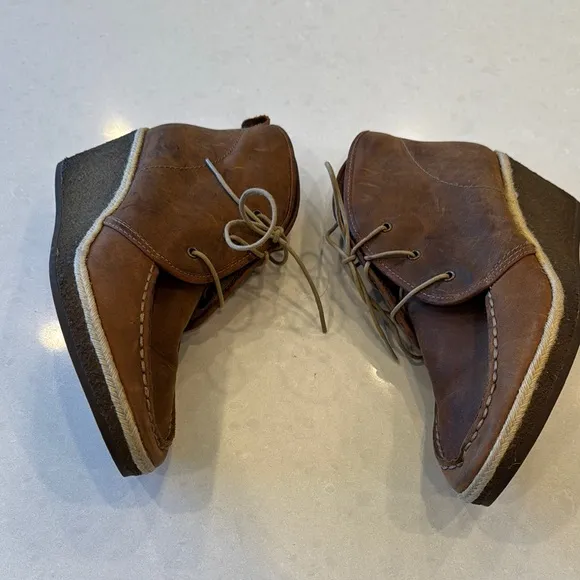 Olukai women’s size 8.5 leather wedge boots, very nice.