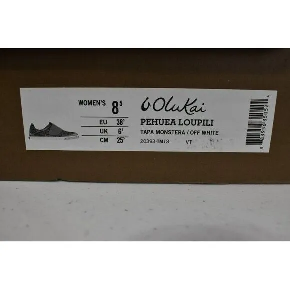 OluKai Womens Size 8.5 Pehuea Loupili Tapa Monstera Print Casual Sneakers Shoes