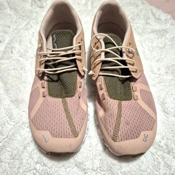 On Running Women's Pink and Green Athletic Shoes..Size:10W