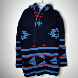 One in a Million Hooded Cardigan for Men Navy Blue Red Black Aztec Size Large