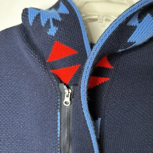One in a Million Hooded Cardigan for Men Navy Blue Red Black Aztec Size Large