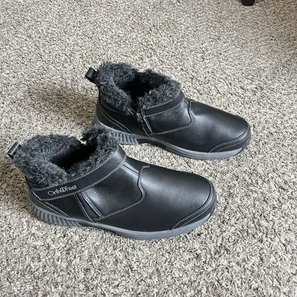 Orthofeet Women Orthopedic Leather Siena Ankle Boots Size 11.5 D Wide Black New