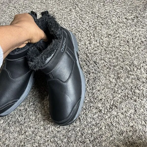 Orthofeet Women Orthopedic Leather Siena Ankle Boots Size 11.5 D Wide Black New
