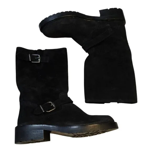 OSPREY LONDON Women's The Amethyst Black Suede Moto Boots Size 7