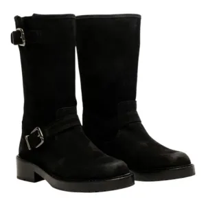 OSPREY LONDON Women's The Amethyst Black Suede Moto Boots Size 7