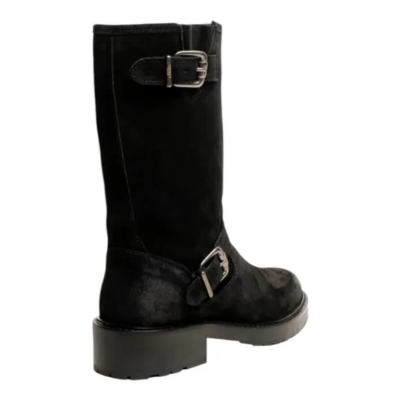 OSPREY LONDON Women's The Amethyst Black Suede Moto Boots Size 7