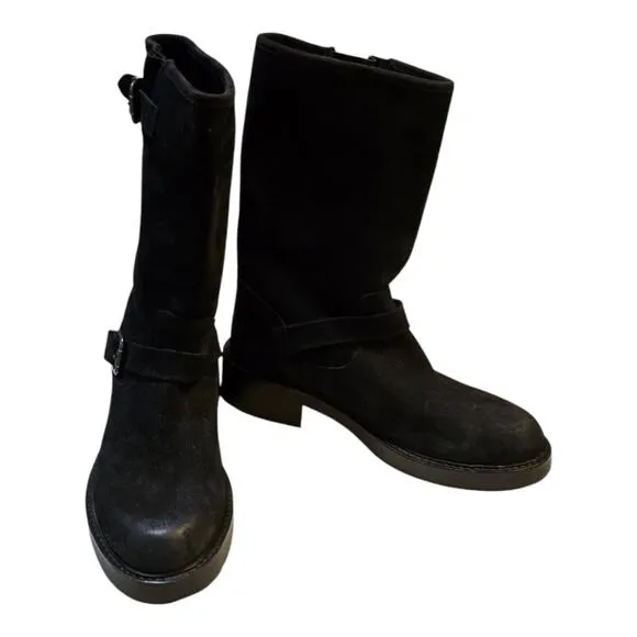 OSPREY LONDON Women's The Amethyst Black Suede Moto Boots Size 7