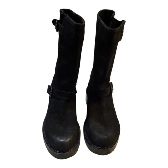 OSPREY LONDON Women's The Amethyst Black Suede Moto Boots Size 7