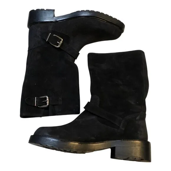 OSPREY LONDON Women's The Amethyst Black Suede Moto Boots Size 7