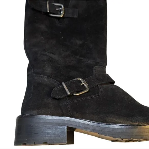 OSPREY LONDON Women's The Amethyst Black Suede Moto Boots Size 7