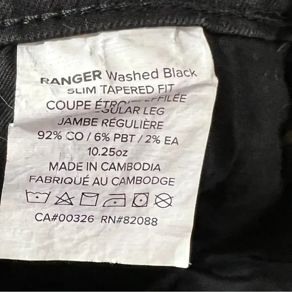 Outland Ranger Jeans Washed Black Slim Tapered Fit Size 30