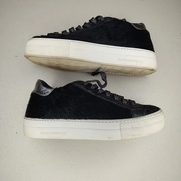 p448 Black John  Calf Hair Shoes Sneakers EU SZ 37 US Size 7 Box Included