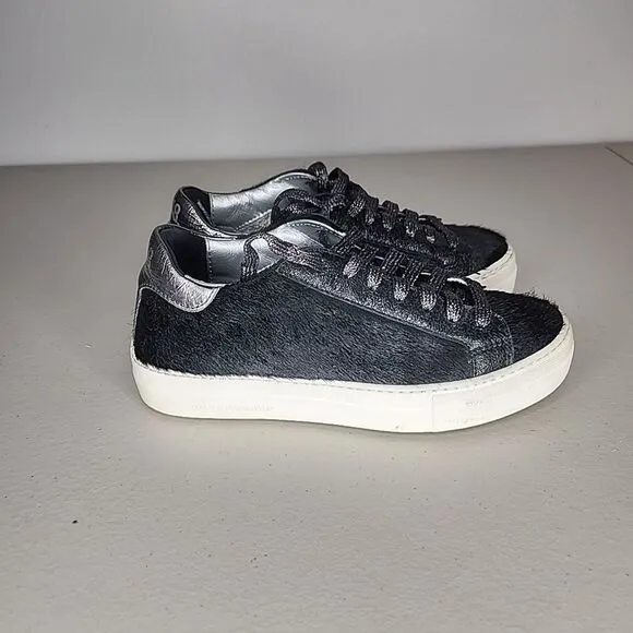 p448 Black John  Calf Hair Shoes Sneakers EU SZ 37 US Size 7 Box Included