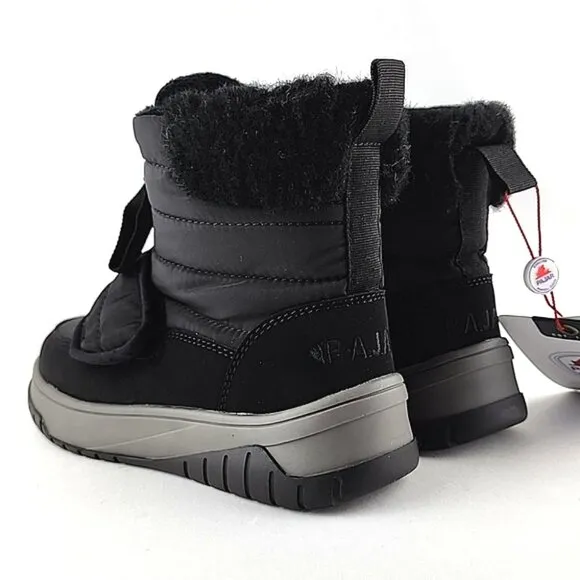 PAJAR Youth Black Winter Waterproof  Boots Velcro Insulated Rated -30c Size US 1