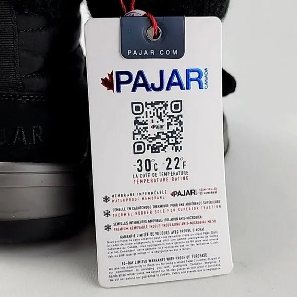 PAJAR Youth Black Winter Waterproof  Boots Velcro Insulated Rated -30c Size US 1