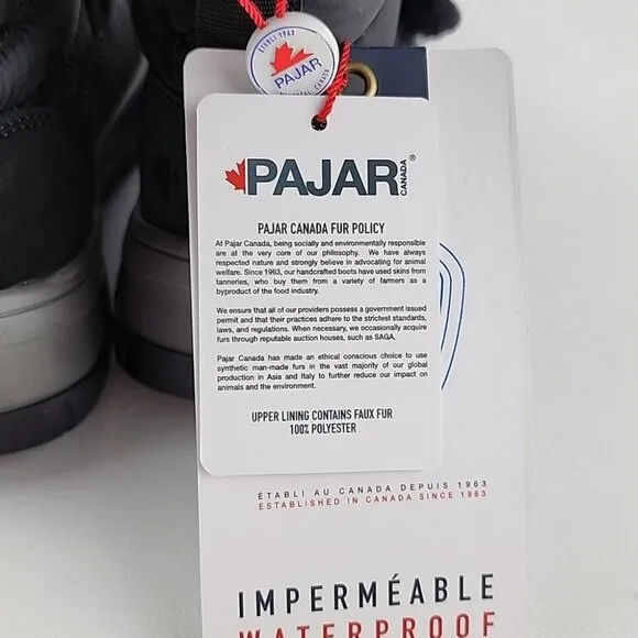 PAJAR Youth Black Winter Waterproof  Boots Velcro Insulated Rated -30c Size US 1