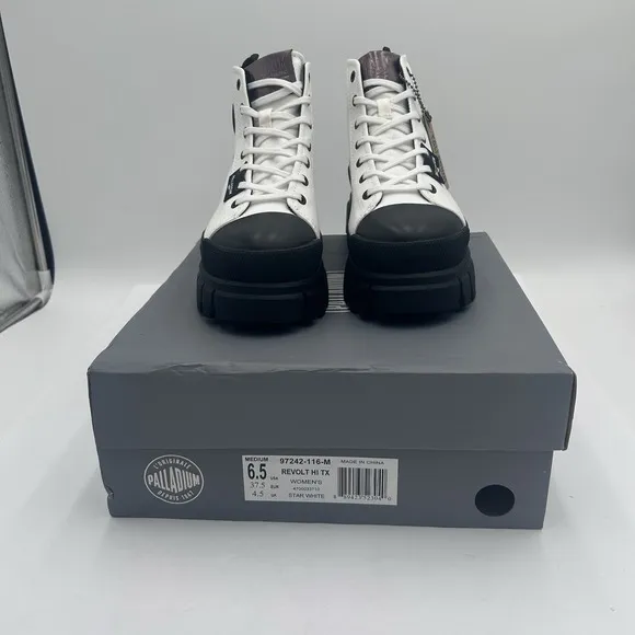 Palladium Women's Revolt Hi TX Platform Boot, Star White, Style: 97242-116-M 6.5