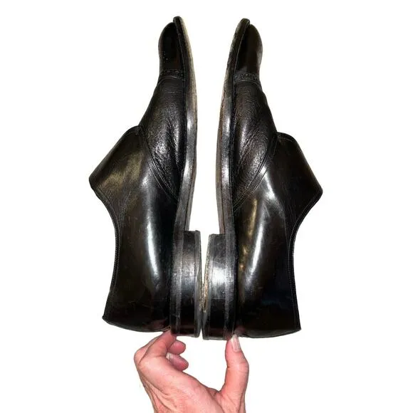 Paolo de Marco Dress Shoes Mens 11 B Black Strap Tip Handmade