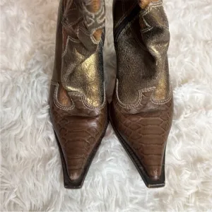 Para Raio Boots, Western Womens, Brown with Python Trim, Leather-Cowboy-Size 6
