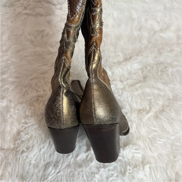 Para Raio Boots, Western Womens, Brown with Python Trim, Leather-Cowboy-Size 6