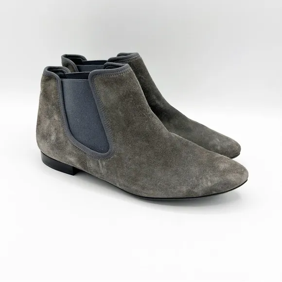 Paul Green Ankle Boots Womens 8 Gray Suede Flat Pull On Comfort Chelsea Bootie