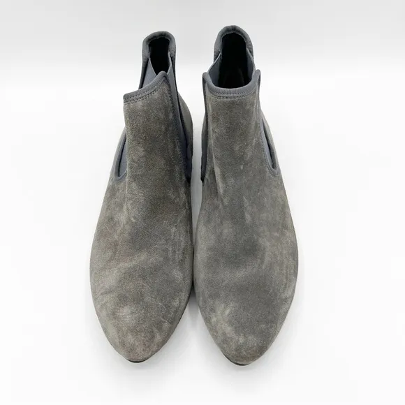 Paul Green Ankle Boots Womens 8 Gray Suede Flat Pull On Comfort Chelsea Bootie