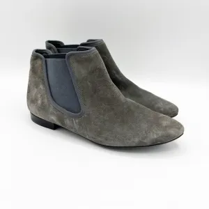 Paul Green Ankle Boots Womens 8 Gray Suede Flat Pull On Comfort Chelsea Bootie