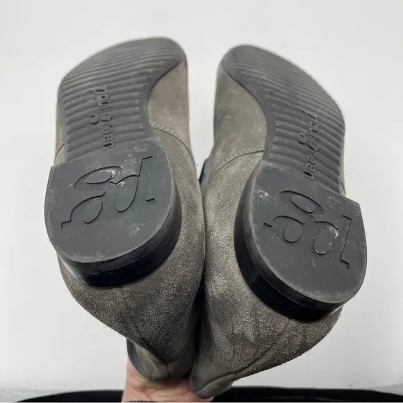 Paul Green Ankle Boots Womens 8 Gray Suede Flat Pull On Comfort Chelsea Bootie