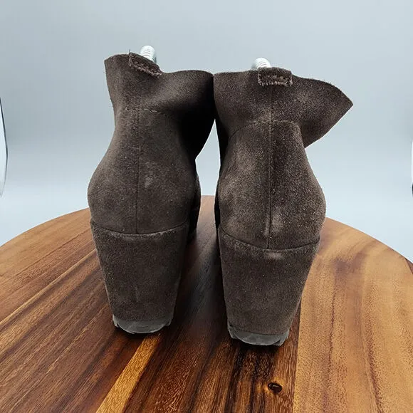 Pedro Garcia Booties Women's 9.5 Brown Suede Leather Fulvia Lace Up Wedge Boots