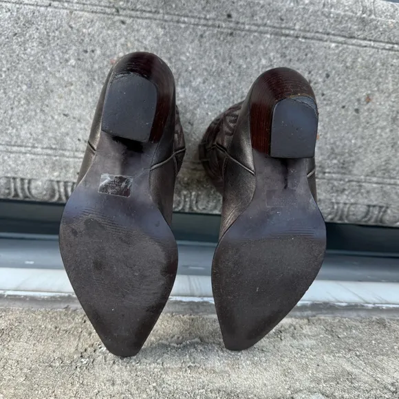 Penny Loves Kenny Pewter Metallic Leather Cowboy Boots Size 6