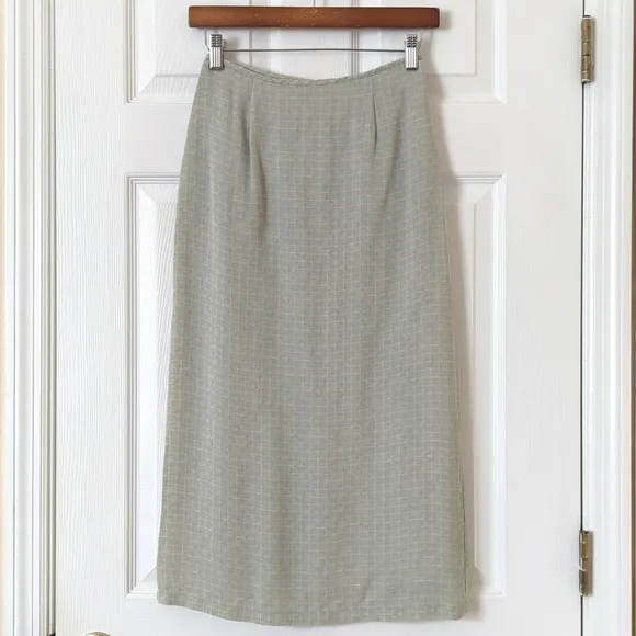 Petite Sophisticate 90's Vintage Funky Silk High Waisted Straight Midi Skirt 2