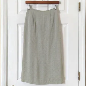 Petite Sophisticate 90's Vintage Funky Silk High Waisted Straight Midi Skirt 2